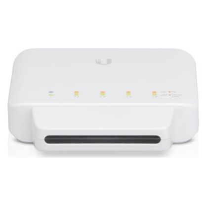 A large main feature product image of Ubiquiti USW Flex 5-Port 1GbE Layer 2 PoE Switch (3-Pack)