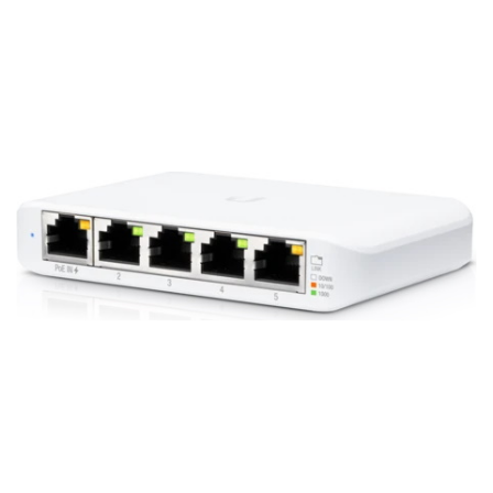 A large main feature product image of Ubiquiti Unifi Flex Mini 5-Port 1GbE Layer 2 Switch (5-Pack)