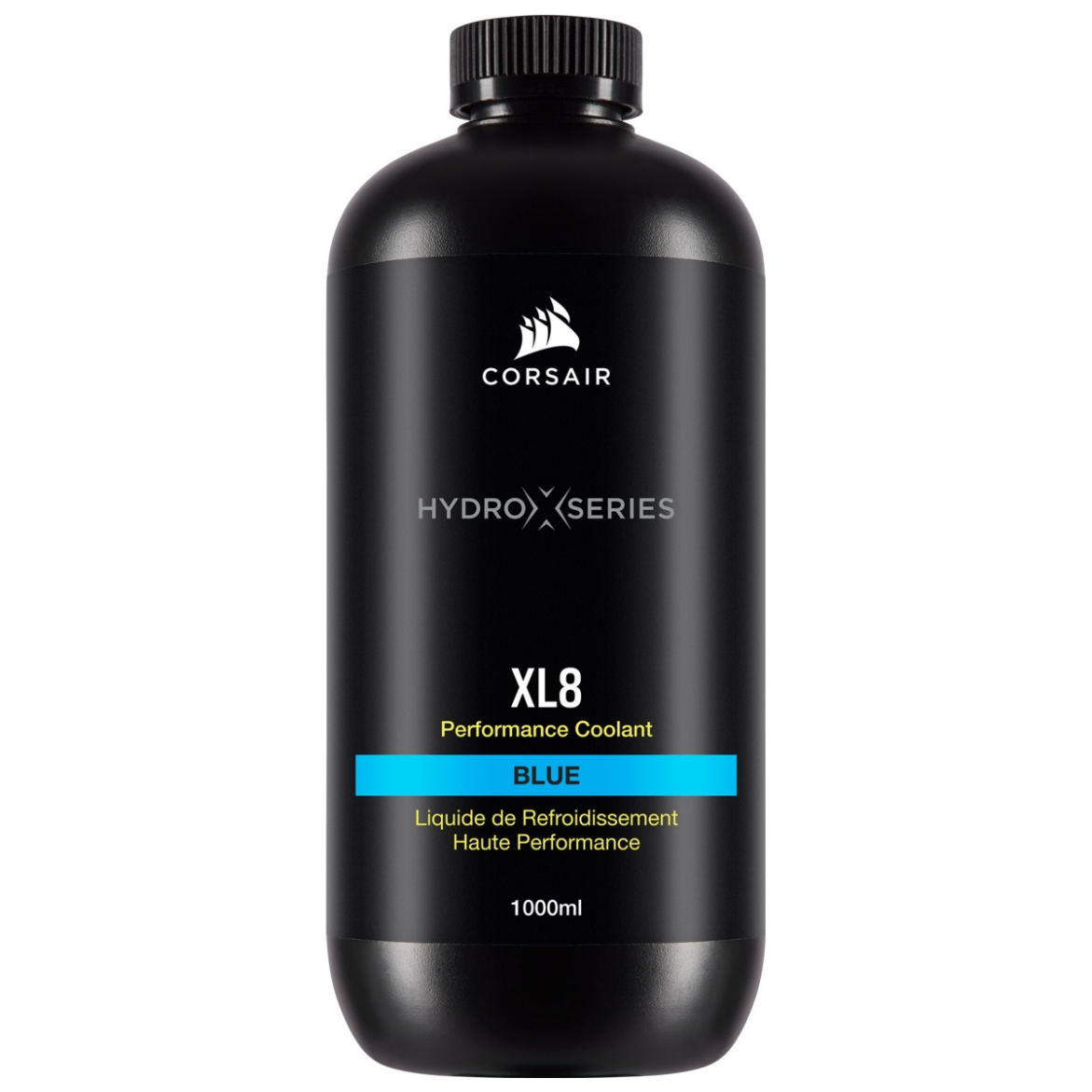 A large main feature product image of Corsair Hydro X Series XL8 Performance Coolant 1L - Blue