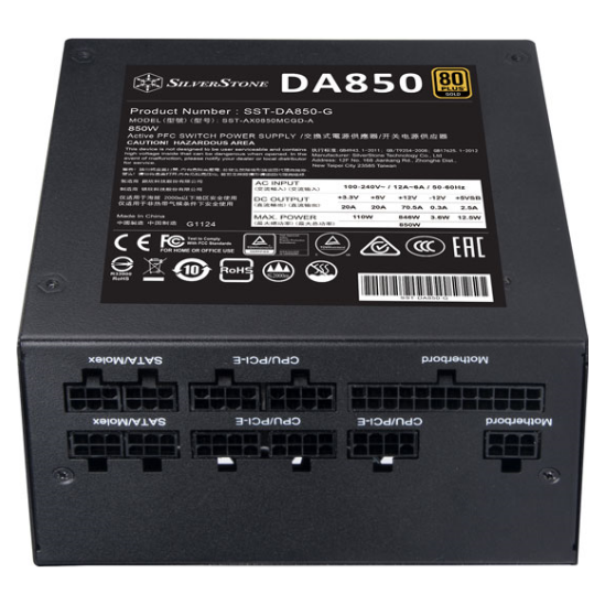 A large main feature product image of SilverStone Decathlon 850W Gold ATX Modular PSU