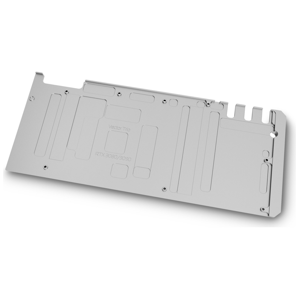 A large main feature product image of EK Quantum Vector Trio RTX 3080/3090 Backplate - Nickel