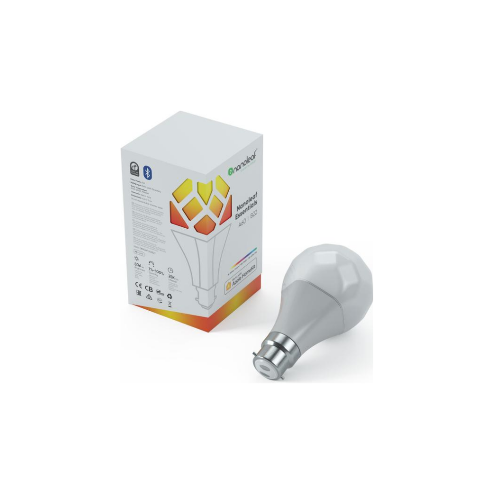 A large main feature product image of Nanoleaf Essentials Smart Bulb B22
