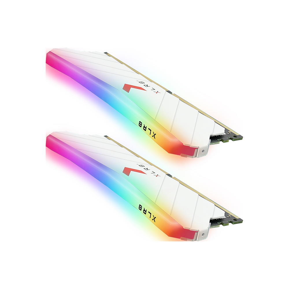 A large main feature product image of PNY XLR8 16GB (2x8GB) EPIC-X RGB Gaming DDR4 C18 3600Mhz - White Edition