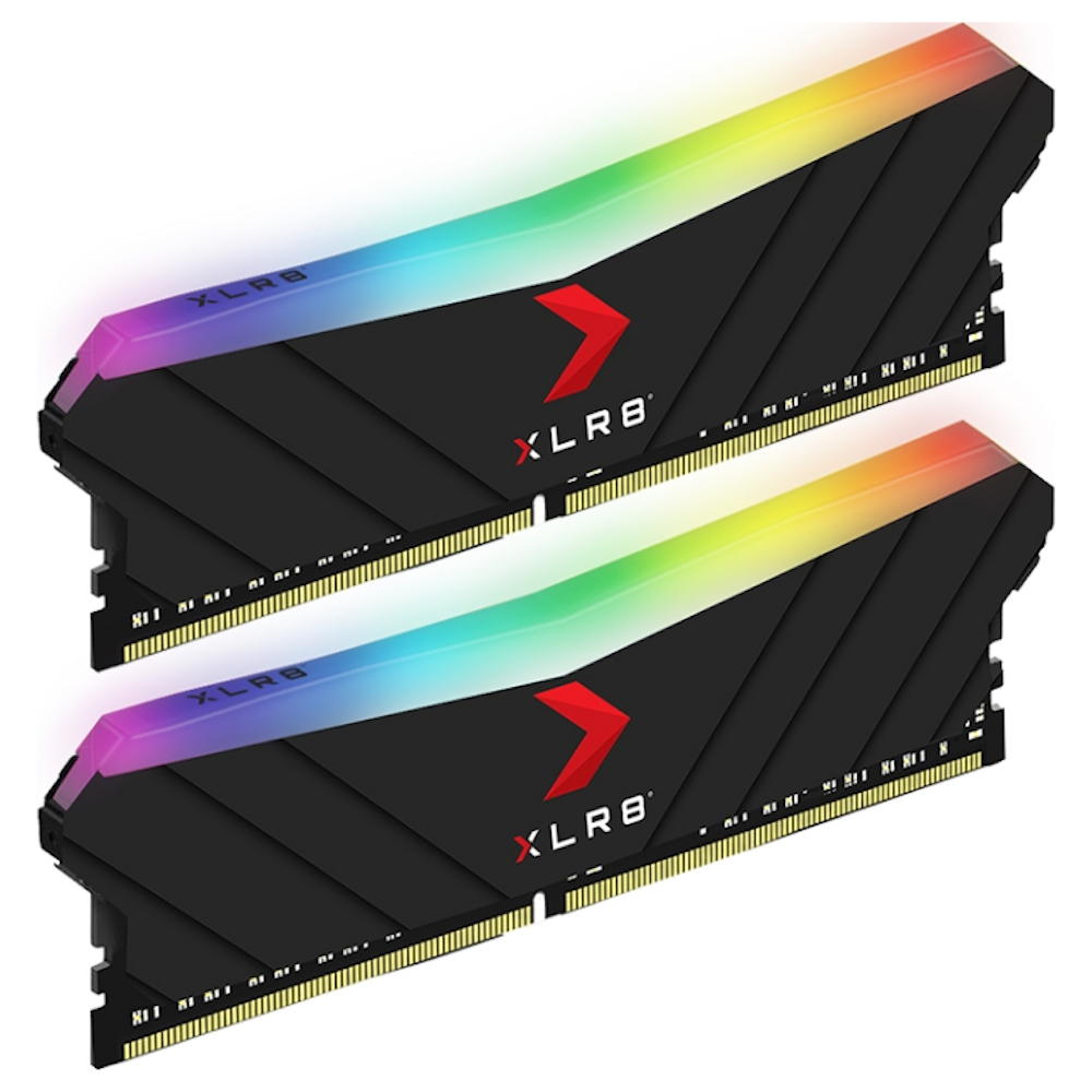 A large main feature product image of PNY 16GB Kit (2x8GB) DDR4 EPIC-X XLR8 Gaming RGB C18 3600Mhz - Black