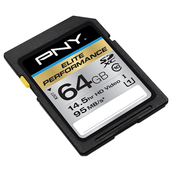 Product image of PNY 64GB Elite-X Class 10 U3 SD Flash Card - Click for product page of PNY 64GB Elite-X Class 10 U3 SD Flash Card