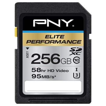 Product image of PNY 256GB Elite-X Class 10 U3 SD Flash Card - Click for product page of PNY 256GB Elite-X Class 10 U3 SD Flash Card