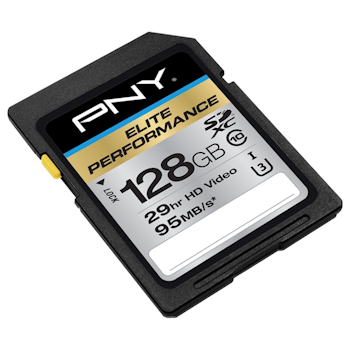 Product image of PNY 128GB Elite-X Class 10 U3 SD Flash Card - Click for product page of PNY 128GB Elite-X Class 10 U3 SD Flash Card