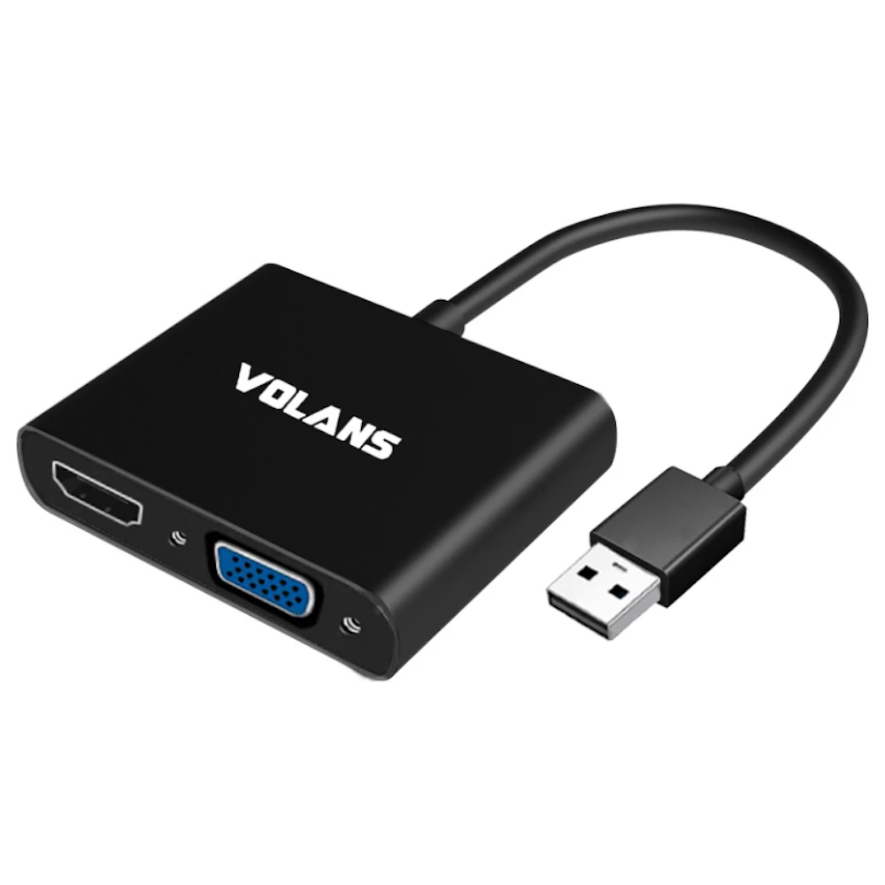 Volans Aluminium USB3.0 to VGA/HDMI Display Converter