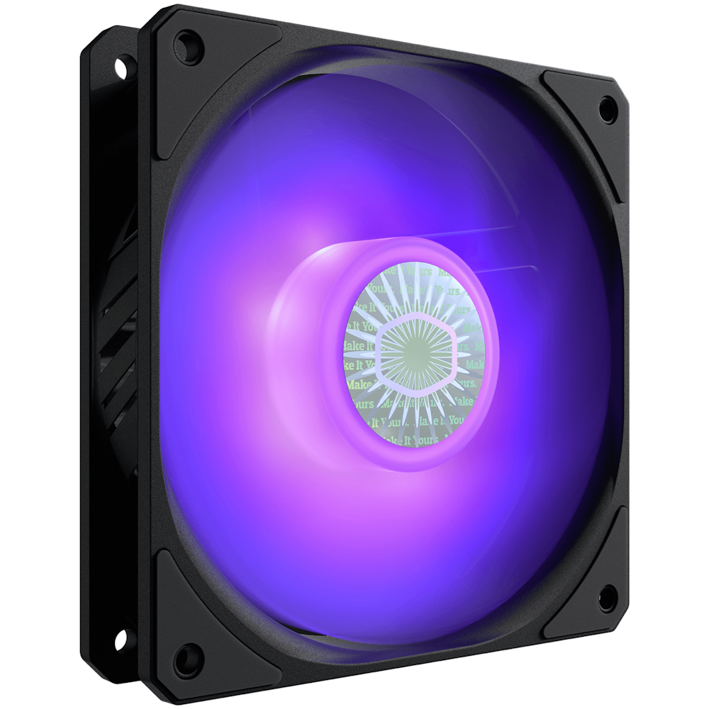 A large main feature product image of Cooler Master SickleFlow 120 RGB 120mm Cooling Fan