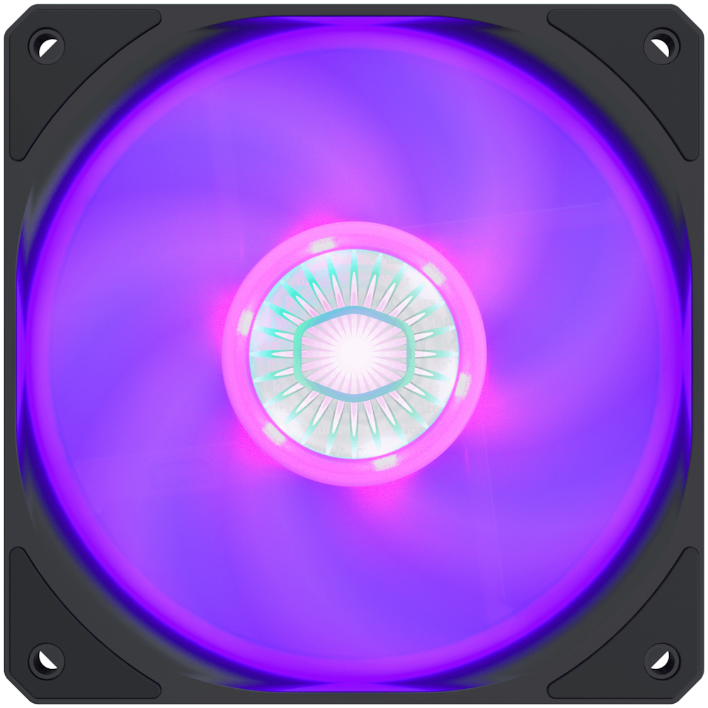A large main feature product image of Cooler Master SickleFlow 120 RGB 120mm Cooling Fan