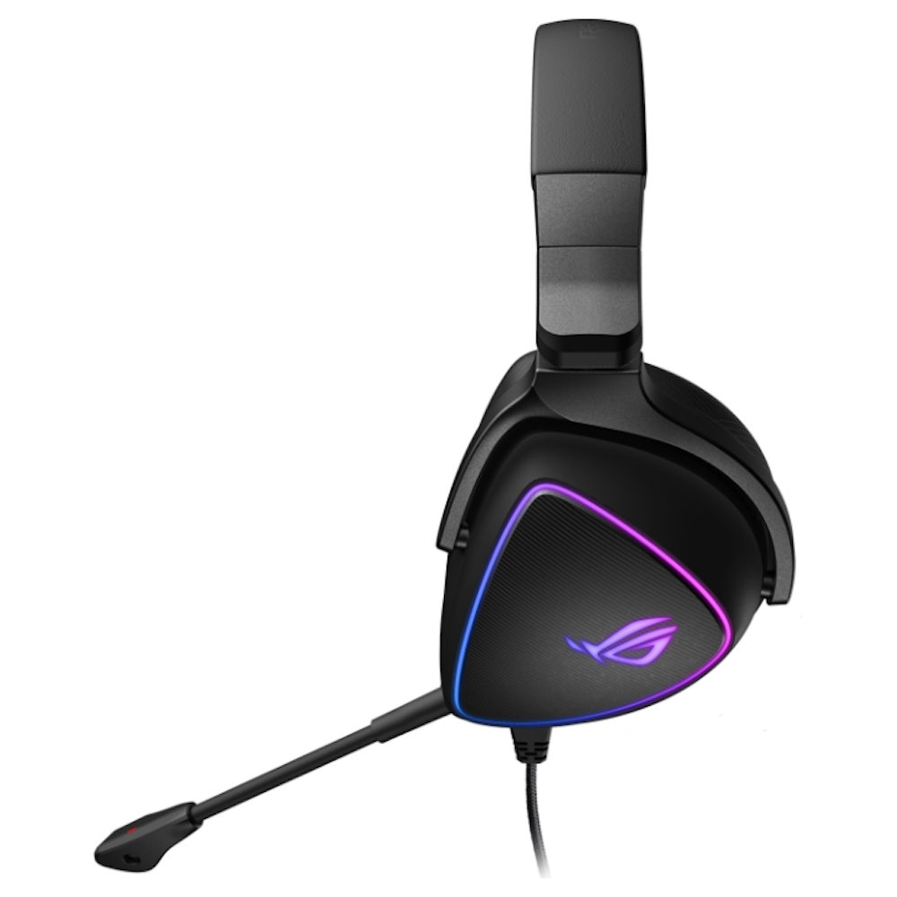 A large main feature product image of ASUS ROG Delta S USB-C Multi-Platform Gaming Headset
