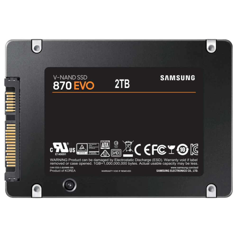 A large main feature product image of Samsung 870 EVO SATA III 2.5" SSD - 2TB