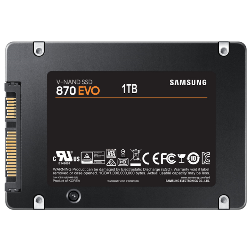 A large main feature product image of Samsung 870 EVO SATA III 2.5" SSD - 1TB