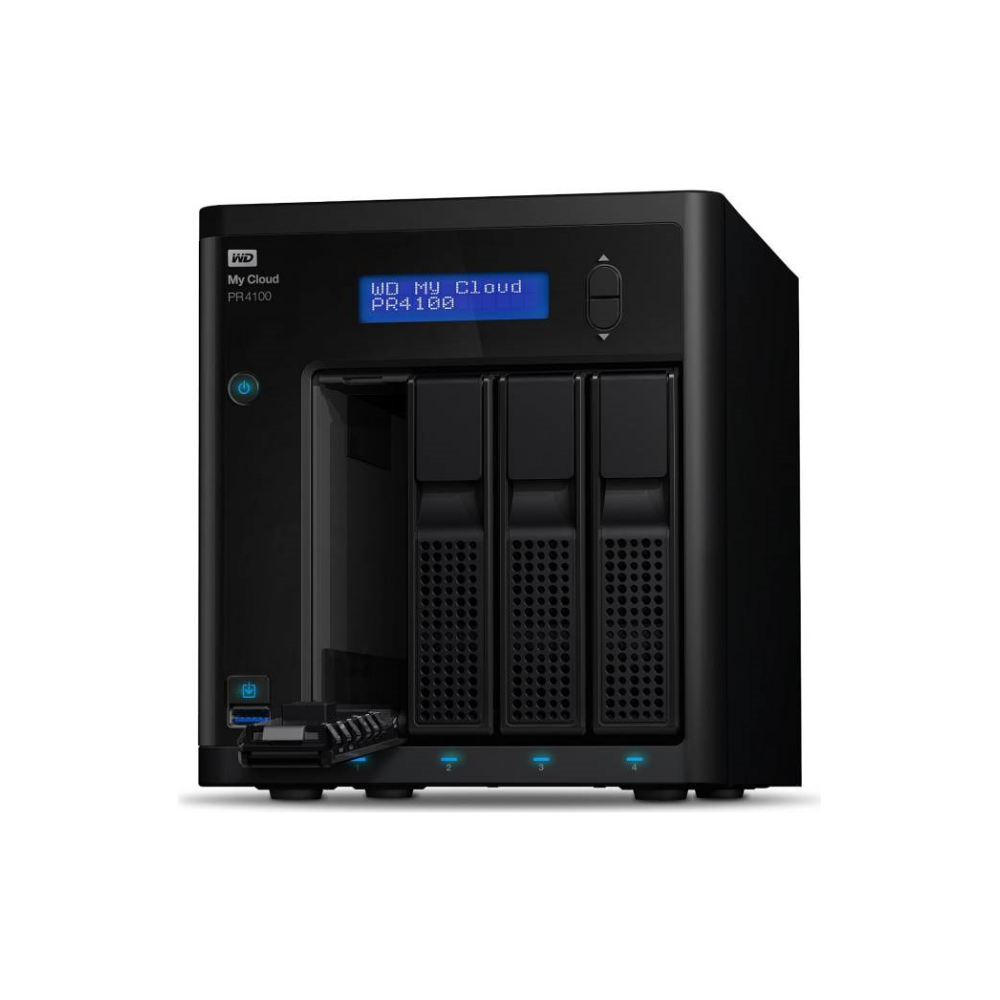 A large main feature product image of WD My Cloud Pro PR4100 16TB NAS Device