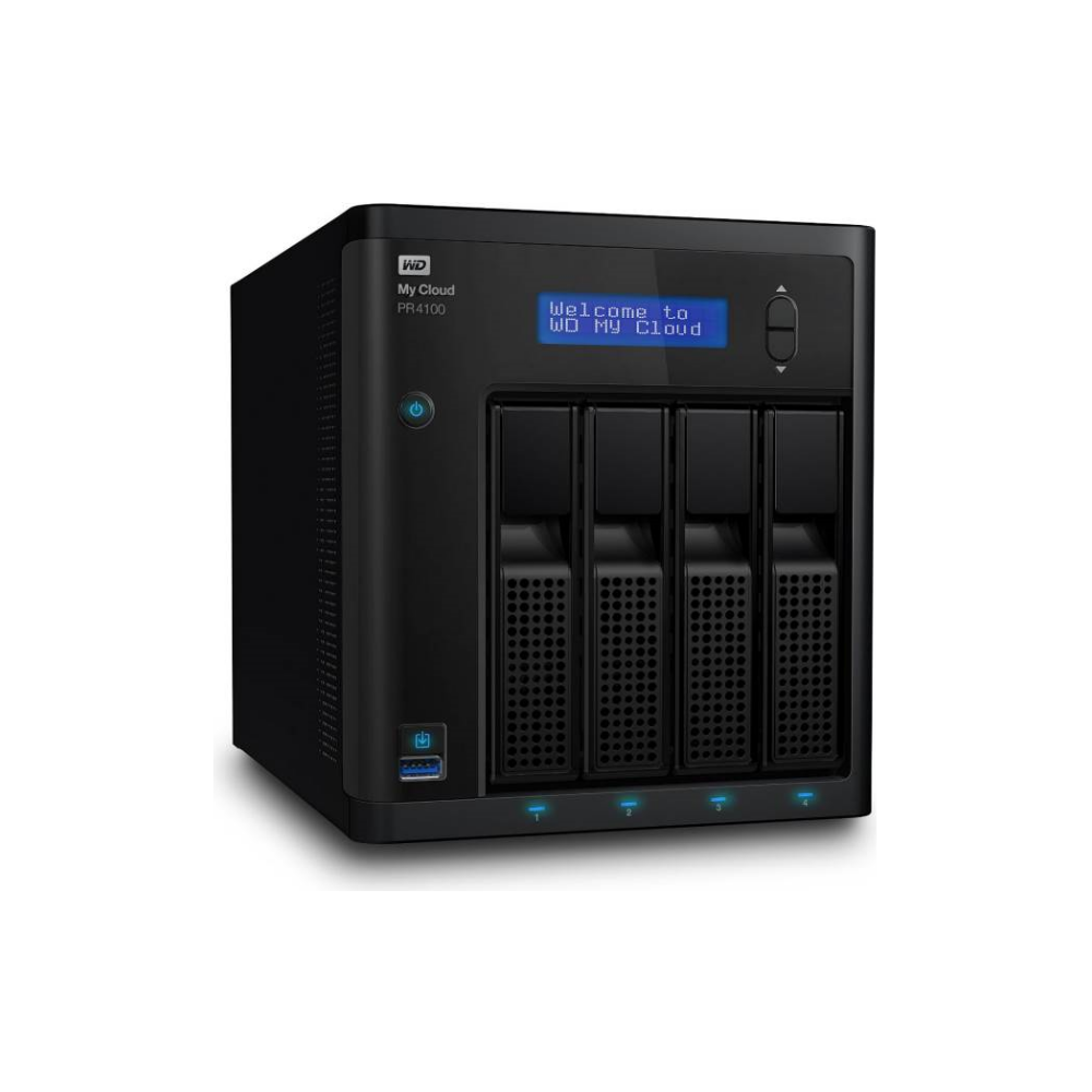 A large main feature product image of WD My Cloud Pro PR4100 24TB NAS Device