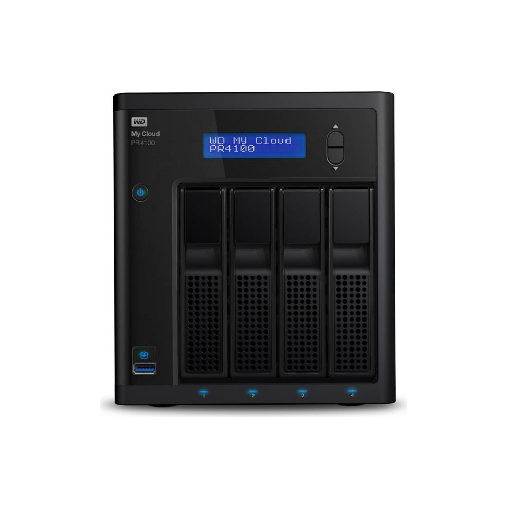 A large main feature product image of WD My Cloud Pro PR4100 32TB NAS Device