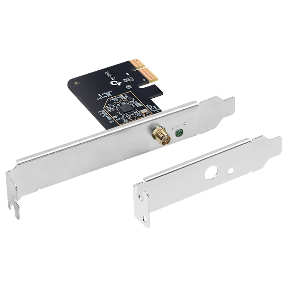 A large main feature product image of TP-Link Archer T2E - AC600 Dual-Band Wi-Fi 5 PCIe Adapter