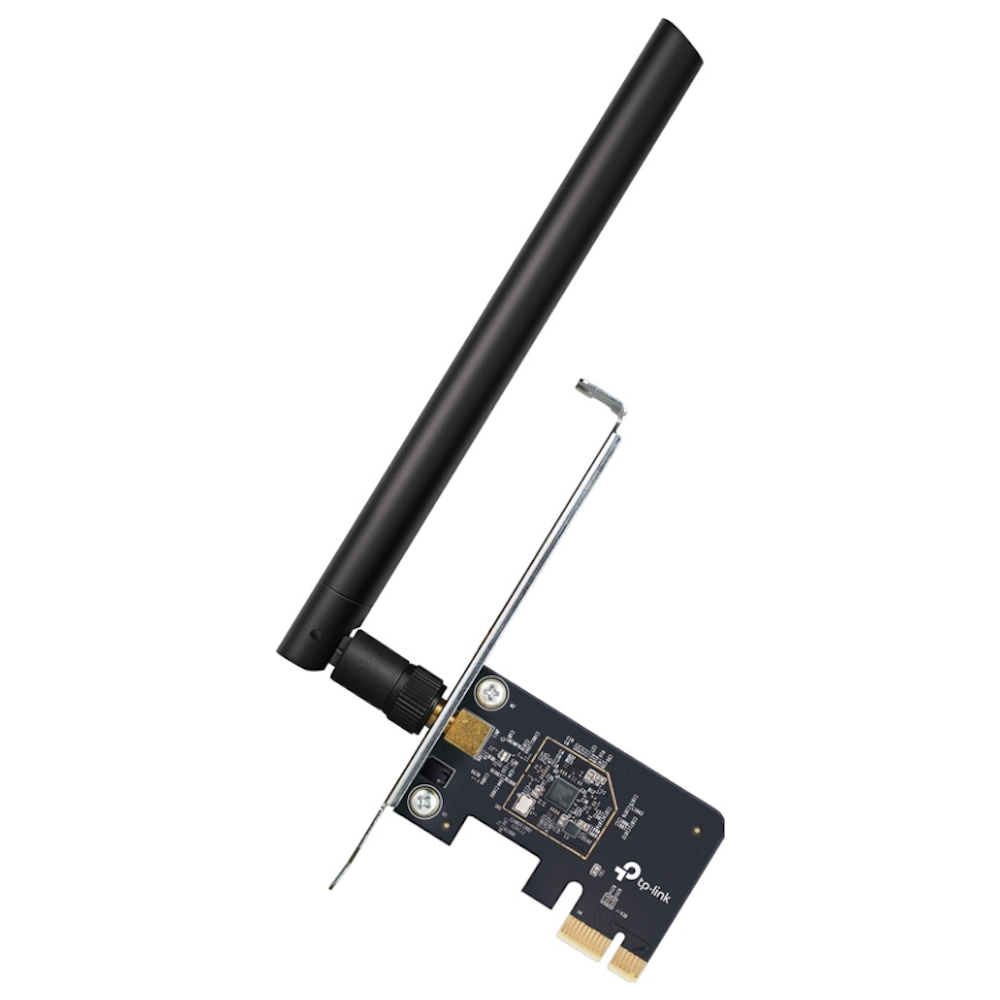 A large main feature product image of TP-Link Archer T2E - AC600 Dual-Band Wi-Fi 5 PCIe Adapter