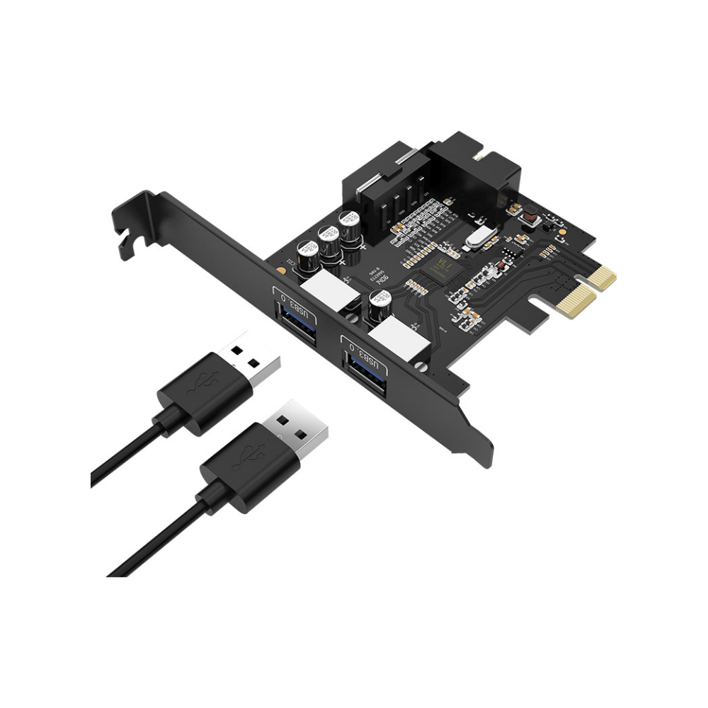A large main feature product image of ORICO 2 Port USB3.0 PCI-E Expansion Card w/ Internal Header