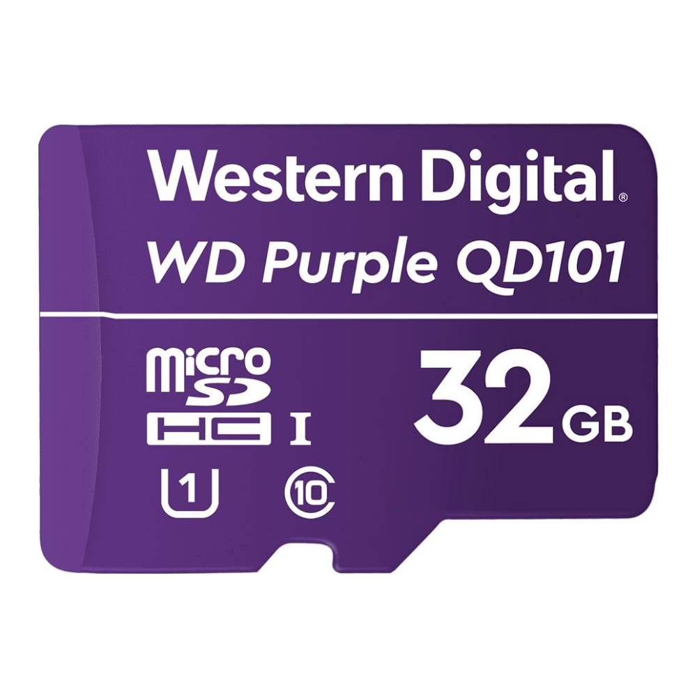 A large main feature product image of WD Purple Surveillance microSD Card - 32GB