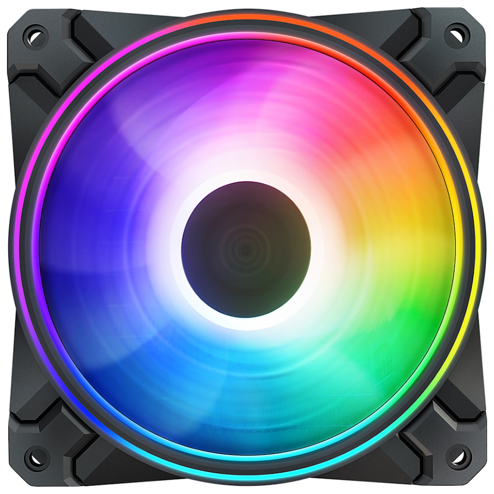 A large main feature product image of DeepCool CF120 Plus A-RGB 120mm Fans - 3 Pack