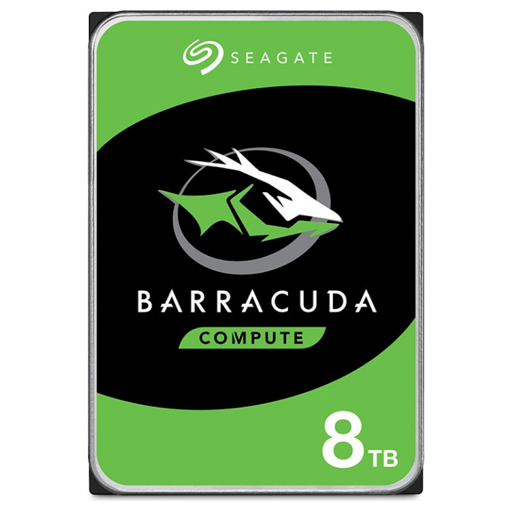A large main feature product image of Seagate BarraCuda 3.5" Desktop HDD - 8TB 256MB