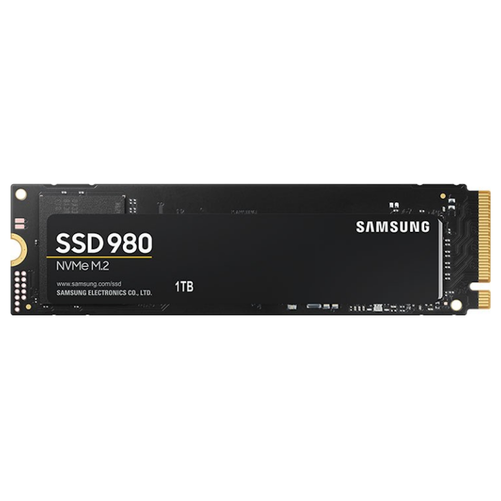 A large main feature product image of Samsung 980 PCIe Gen3 NVMe M.2 SSD - 1TB