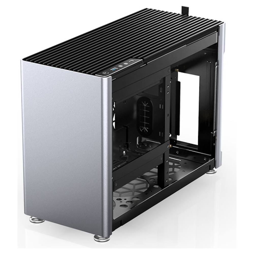 A large main feature product image of Jonsplus Pure i100 Pro Silver mITX Case