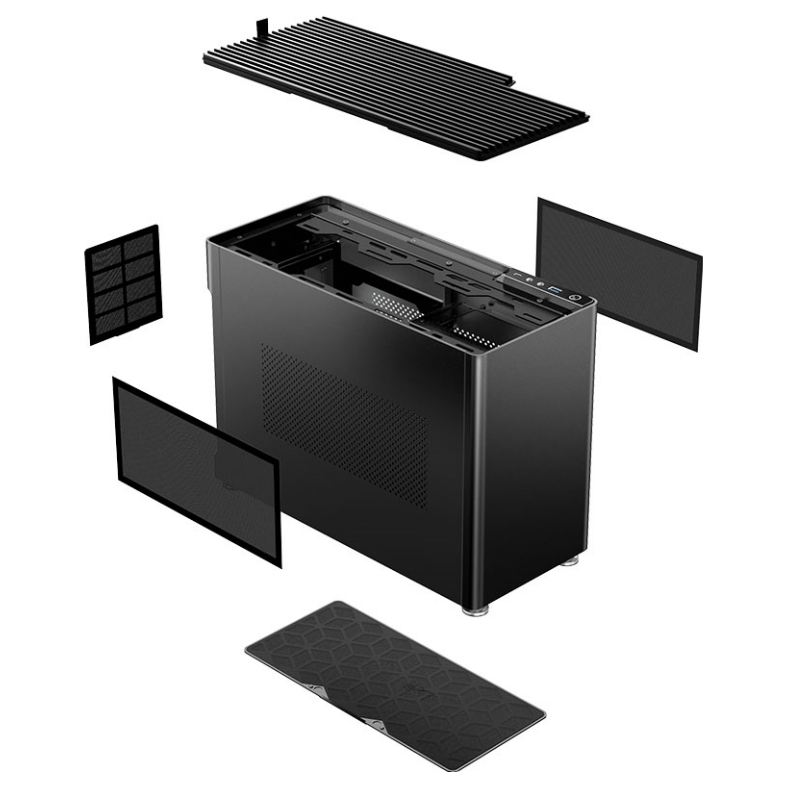 A large main feature product image of Jonsplus Pure i100 Pro 26L Compact Mini-ITX Case (Black)