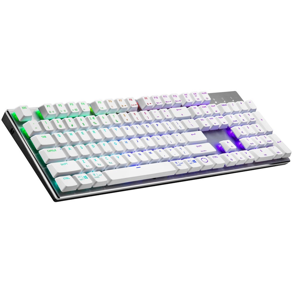 A large main feature product image of Cooler Master MasterKeys SK653 RGB Wireless Mechanical Keyboard White Edition (Low Profile Blue Switch) 