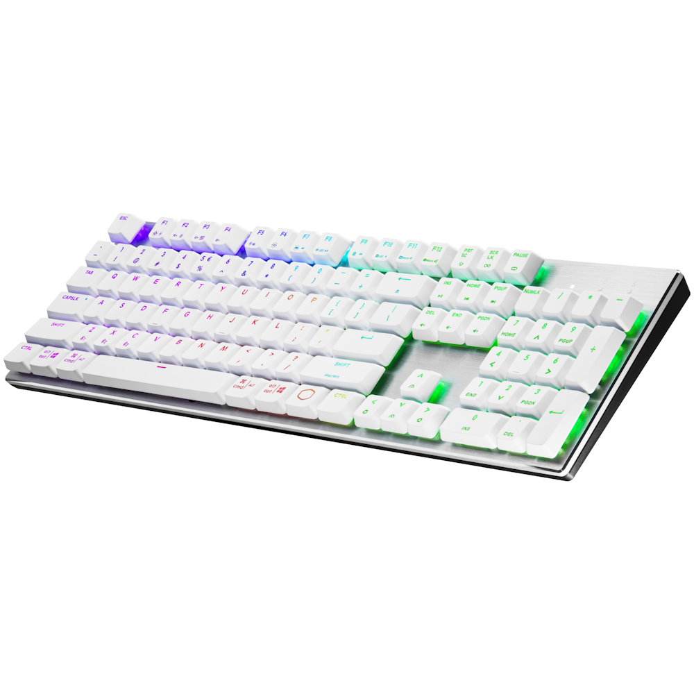 A large main feature product image of Cooler Master MasterKeys SK653 RGB Wireless Mechanical Keyboard White Edition (Low Profile Blue Switch) 