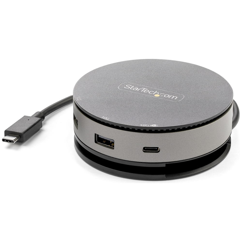 A large main feature product image of Startech USB-C 10Gbps Mini Dock 4K60Hz HDMI / DisplayPort / 1080p VGA
