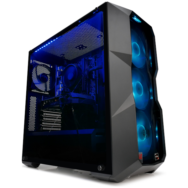 A large main feature product image of PLE Angular AMD Custom Gaming PC