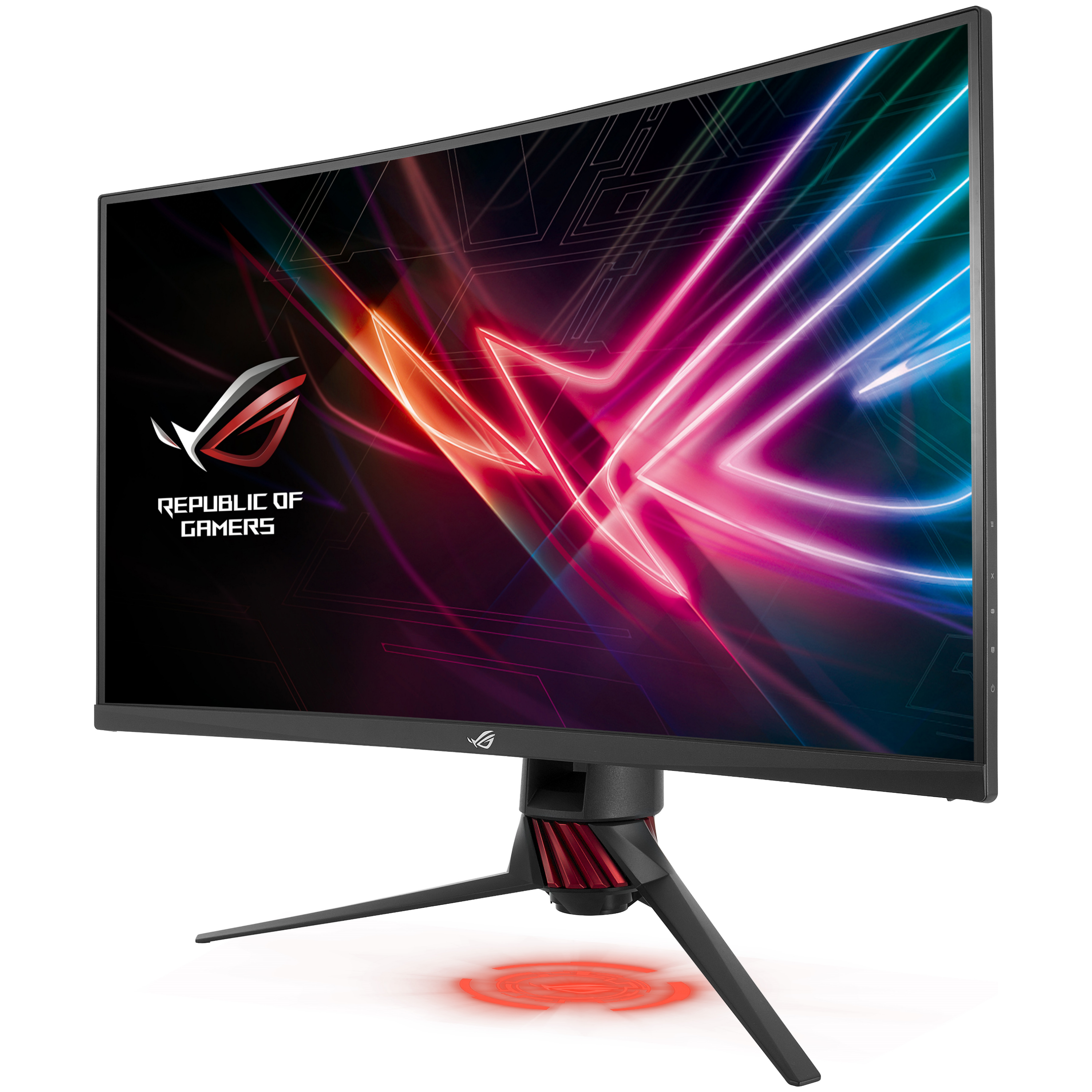 A large main feature product image of ASUS ROG Strix XG32VQR - 31.5" Curved 1440p 144Hz VA Gaming Monitor