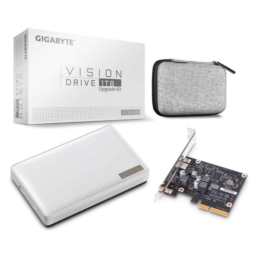 A large main feature product image of Gigabyte Vision Drive 1TB Upgrade Kit USB3.2 Gen2x2 Portable SSD