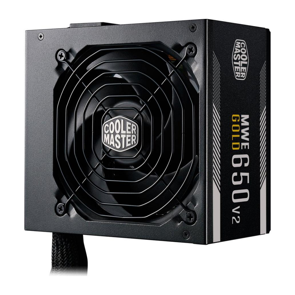 A large main feature product image of Cooler Master MWE V2 650W ATX Gold PSU
