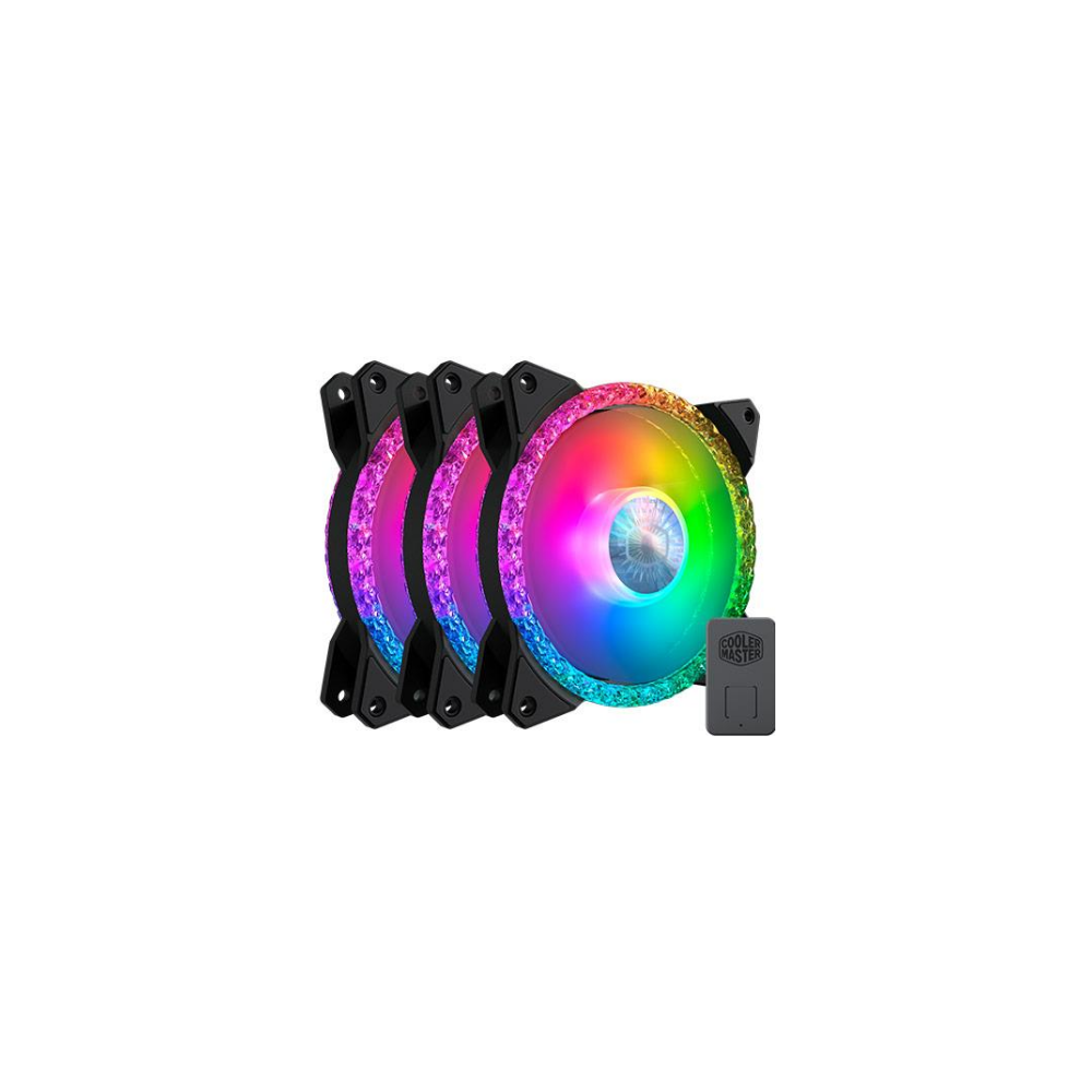 A large main feature product image of Cooler Master MasterFan MF120 Prismatic ARGB Triple Loop 120mm Cooling Fan - 3 Pack