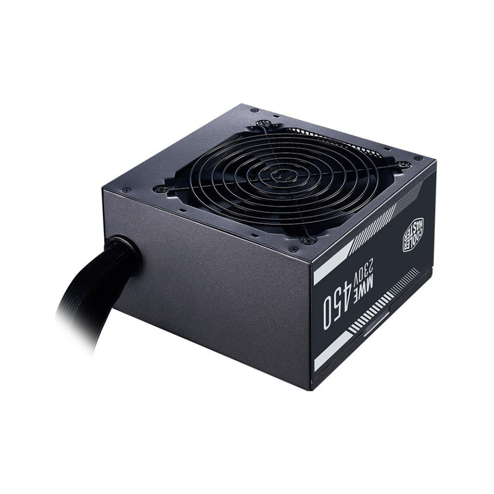 A large main feature product image of Cooler Master MWE 450W 80PLUS White Power Supply
