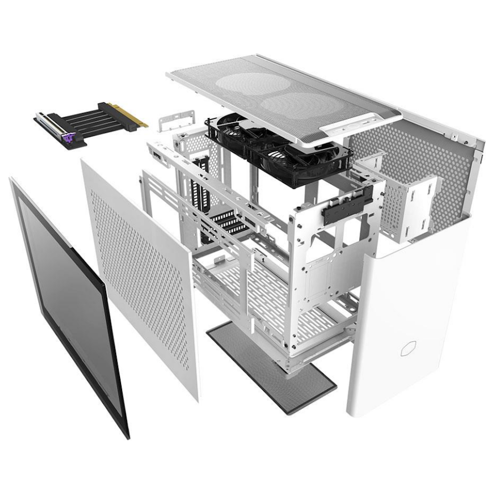 A large main feature product image of Cooler Master MasterBox NR200P SFF Case - White