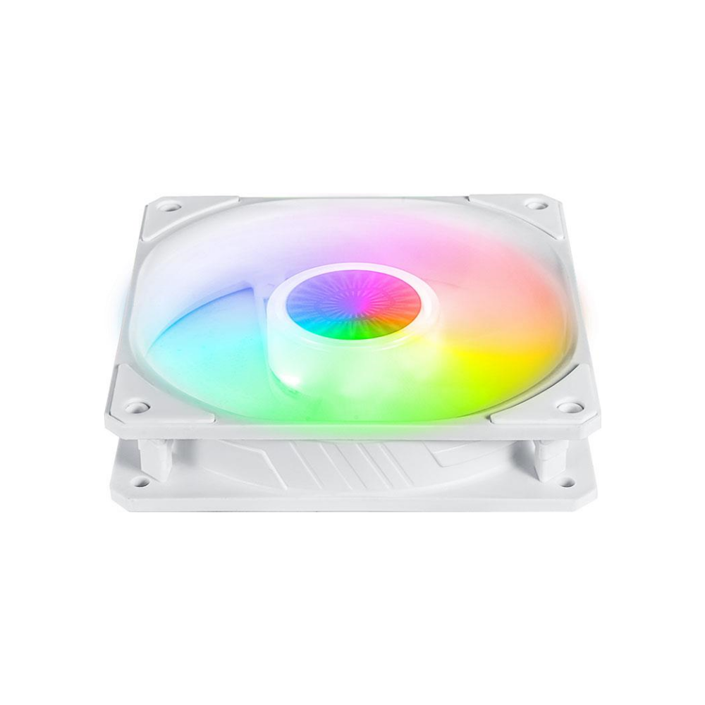 A large main feature product image of Cooler Master SickleFlow 120 ARGB White Edition 120mm Cooling Fan - 3 Pack