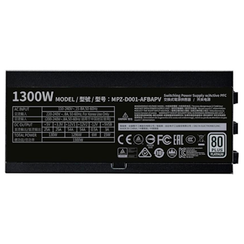 Product image of Cooler Master V 1300W 80PLUS Platinum Full Modular Power Supply - Click for product page of Cooler Master V 1300W 80PLUS Platinum Full Modular Power Supply