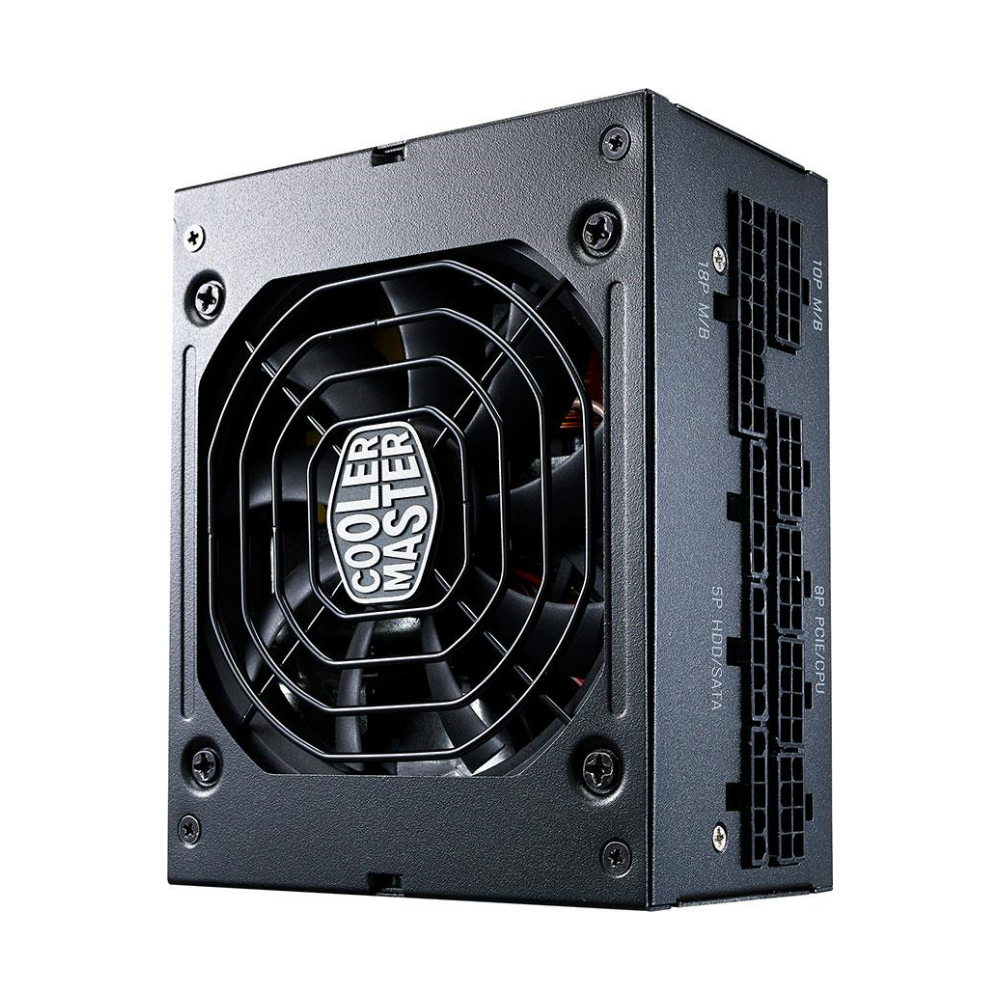 A large main feature product image of Cooler Master V550 550W Gold SFX Modular PSU