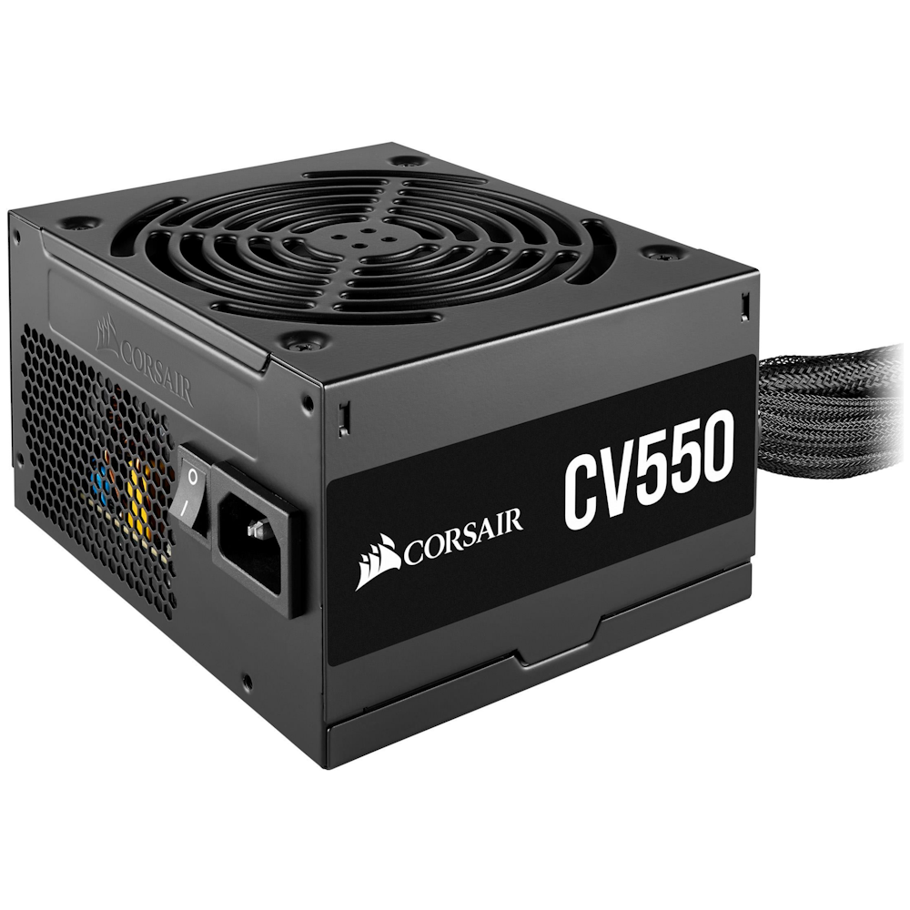 A large main feature product image of Corsair CV550 550W Bronze ATX PSU