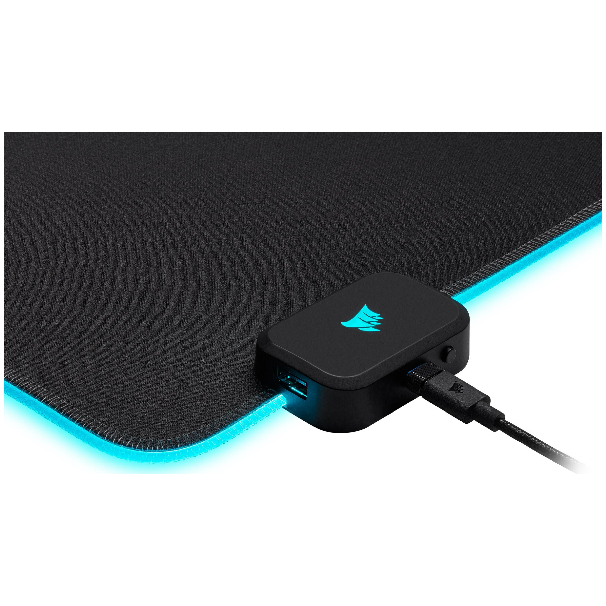 A large main feature product image of Corsair MM700 RGB Cloth Gaming Mousepad (Extended)