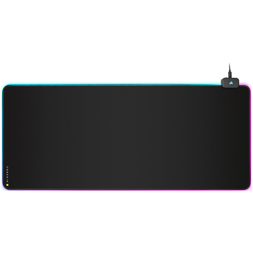 A large main feature product image of Corsair MM700 RGB Extended Cloth Gaming Mouse Pad
