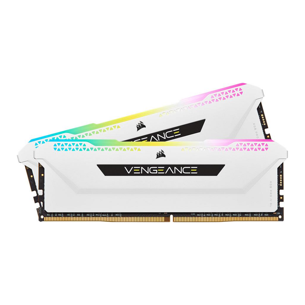 A large main feature product image of Corsair 16GB Kit (2x8GB) DDR4 Vengeance RGB Pro SL C16 3200MHz - White