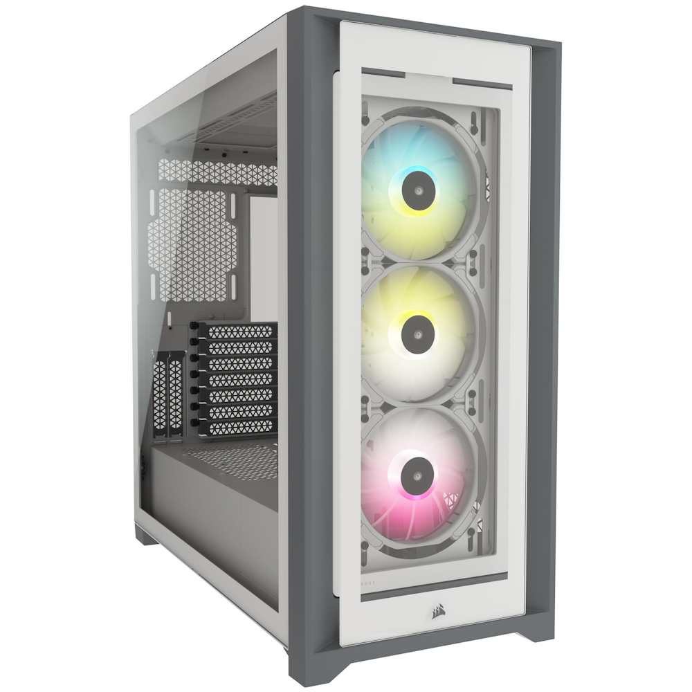 A large main feature product image of Corsair iCue 5000X Mid Tower Case - White