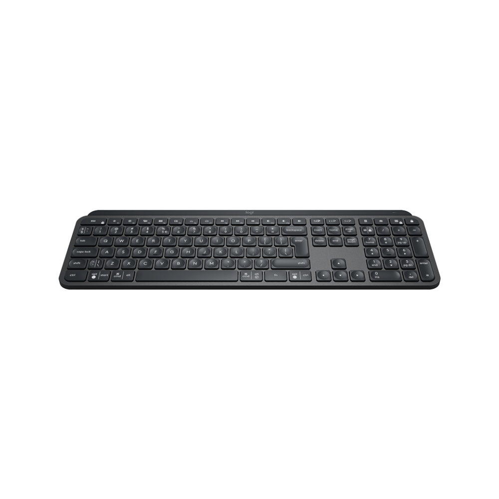A large main feature product image of Logitech MX Keys Rechargeable Wireless Backlit Keyboard