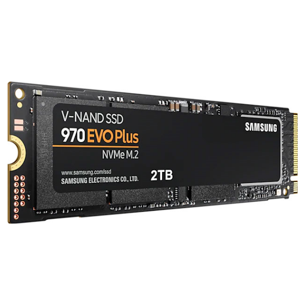 A large main feature product image of Samsung 970 EVO Plus PCIe Gen3 NVMe M.2 SSD - 2TB