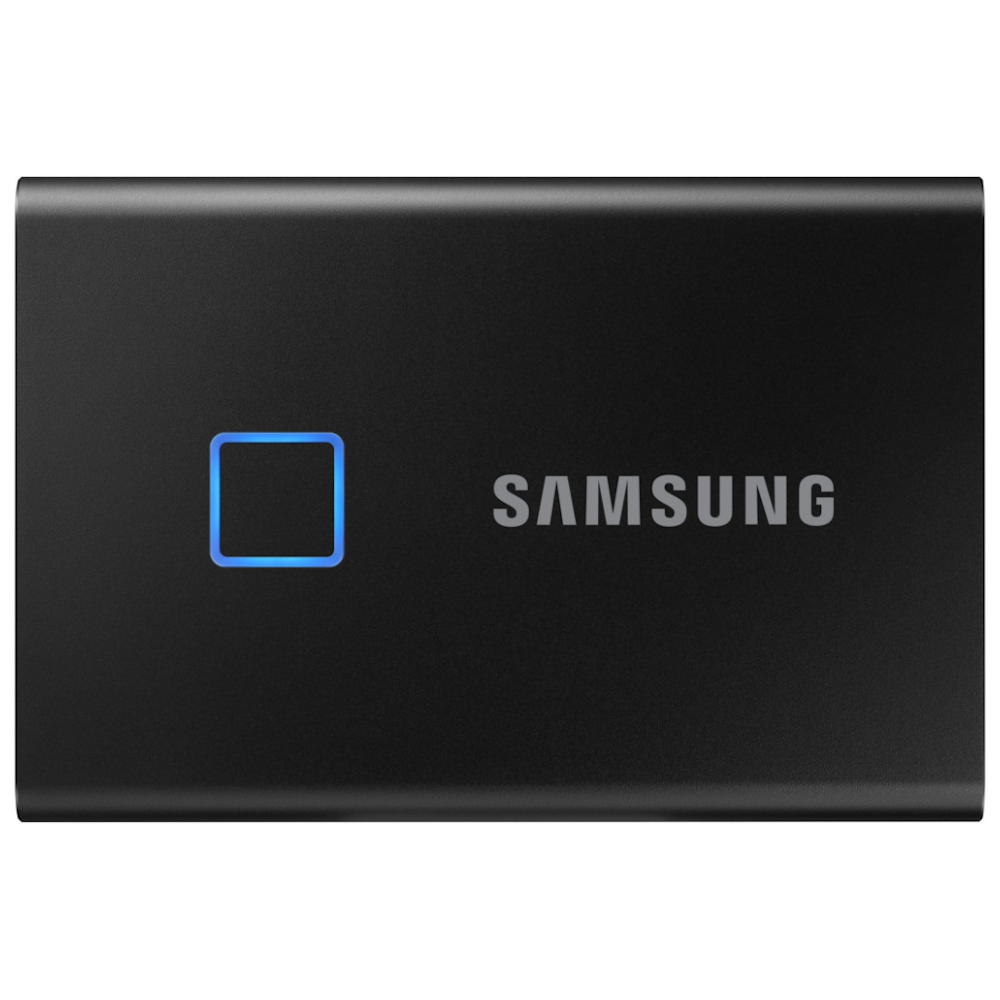 A large main feature product image of Samsung T7 Touch 1TB USB3.2 Black Portable SSD